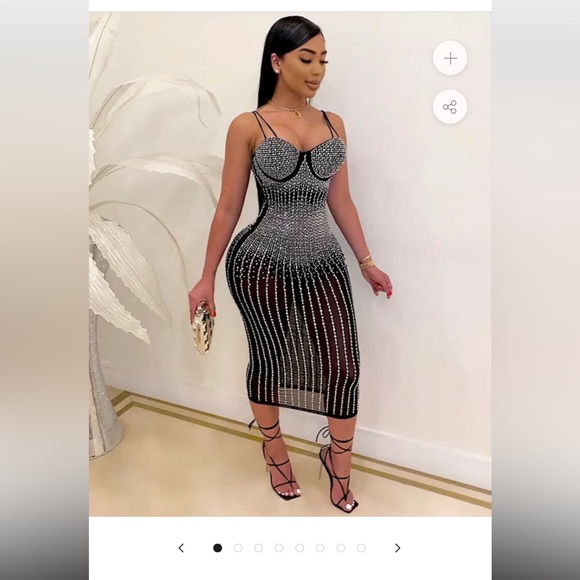 Embellished black, midi dress with bodysuit - NEW - Picture 1 of 9